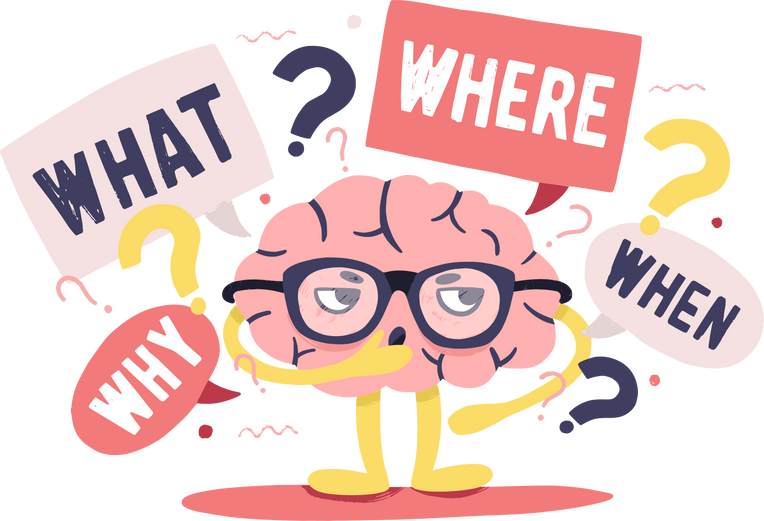  Human Brain with Thoughtful Face 